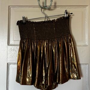 Queen of Sparkles Metallic Gold Holographic Flutter Shorts